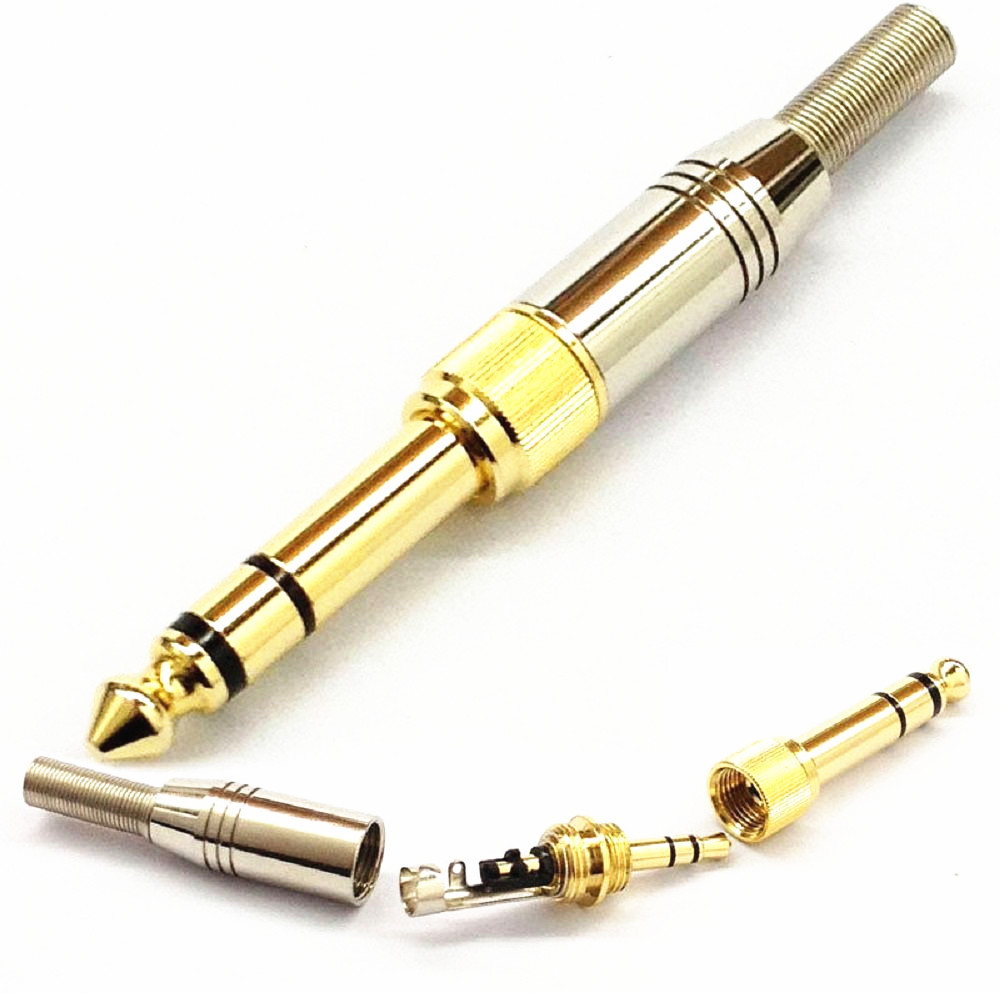 1Pair Gold ׷  ÷ 6.35mm  - 3.5mm Female Jack + 3.5 Male ׷ - 4mm ̺ Ŀ/1Pair Gold Stereo Audio Plug 6.35mm Male to 3.5mm Female Jack